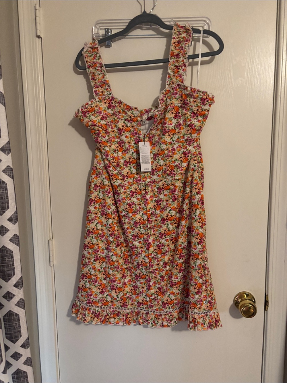 Guess Floral Mini Dress - Pink, Orange & Cream